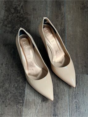 Ted Baker Beige Patent Pointed-Toe Pumps